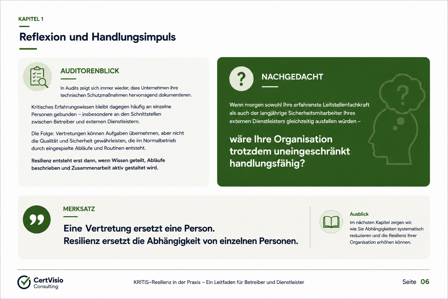 Praxisleitfaden KRITIS – Seite 6: Auditorenblick, Nachgedacht und Merksatz